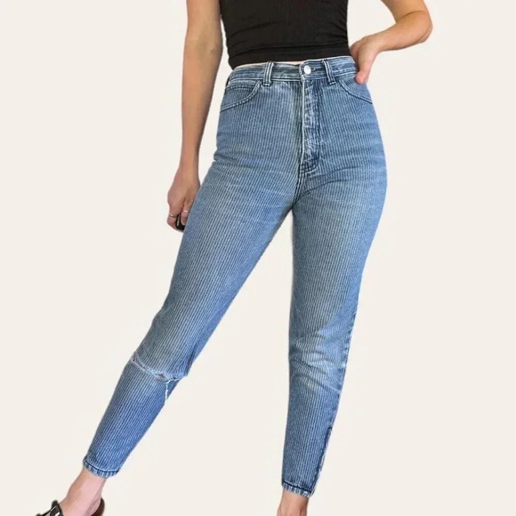 Vintage pinstriped designer jeans by Sergio Valente 24/25/26 XS - Picture 4 of 8